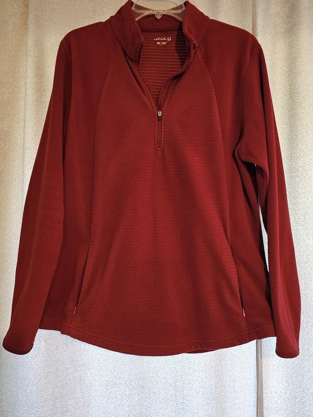 bcg Women's Quarter-Zip Pullover Sweatshirt in Deep Red